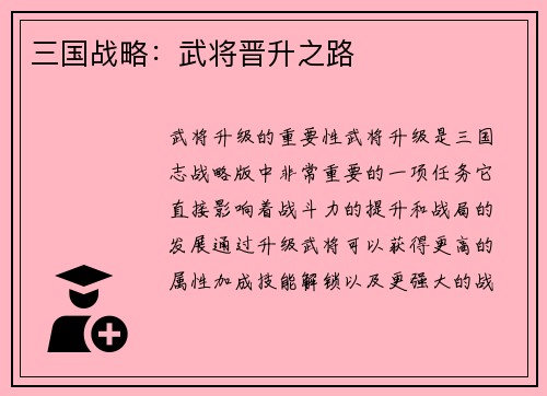 三国战略：武将晋升之路